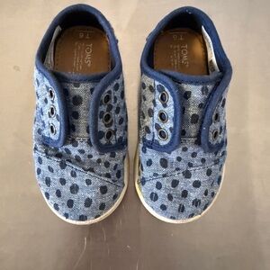 TOMS Kids Blue Polka Dot Shoes